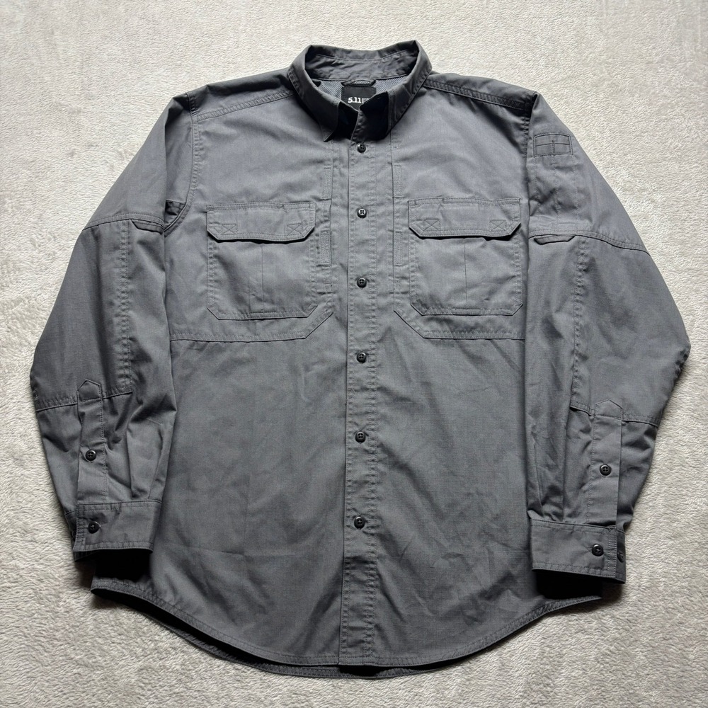 5.11 Tactical Vented Shirt Mens M Tactical Taclite Pro Gray Button-Down LS EUC